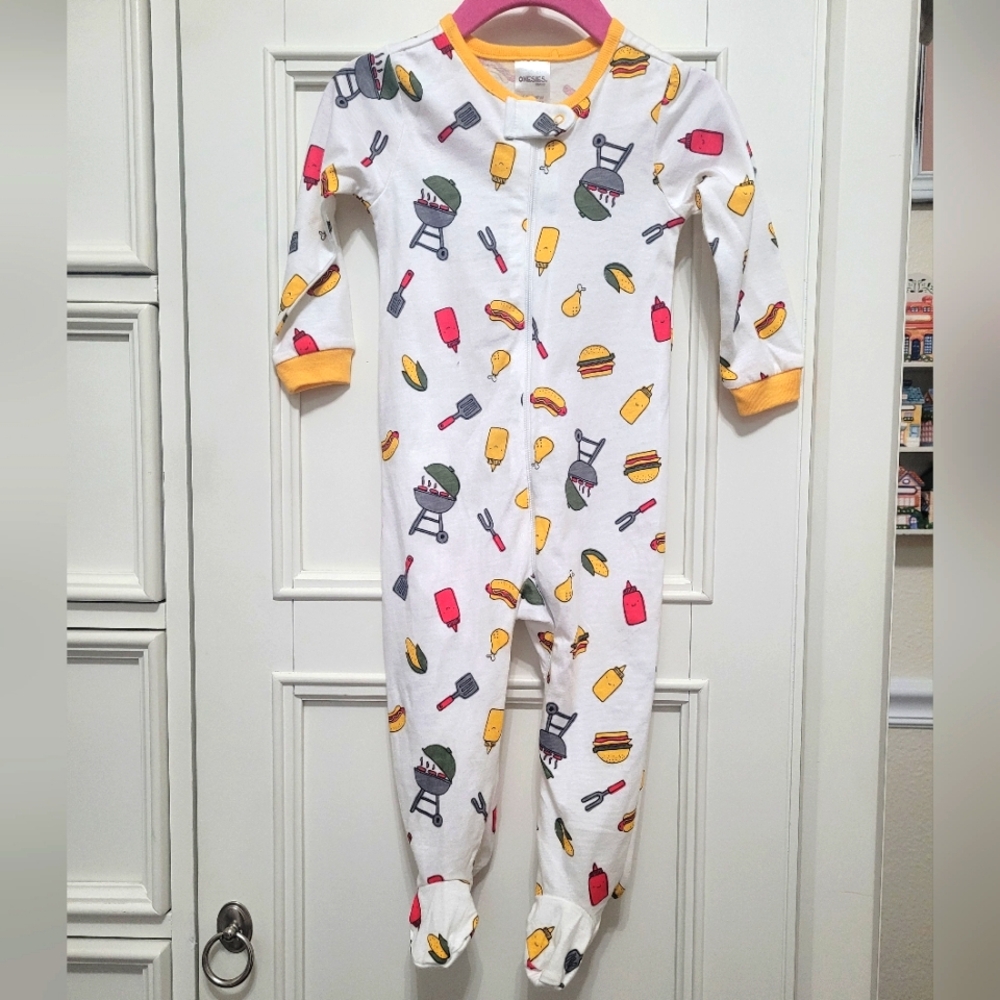 💥 3/$24 Onesies Brand Grilling Themed Zipper‎ Footie Pajamas